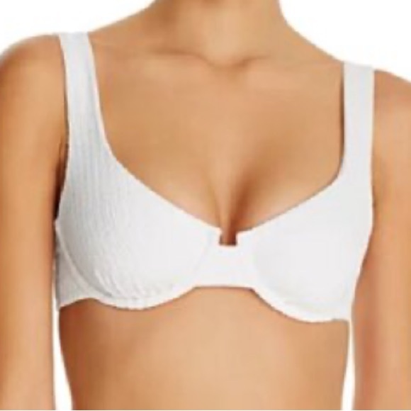 Charlie Holiday Lula Bra Bikini Top Ribbed White size 6 - Picture 1 of 7